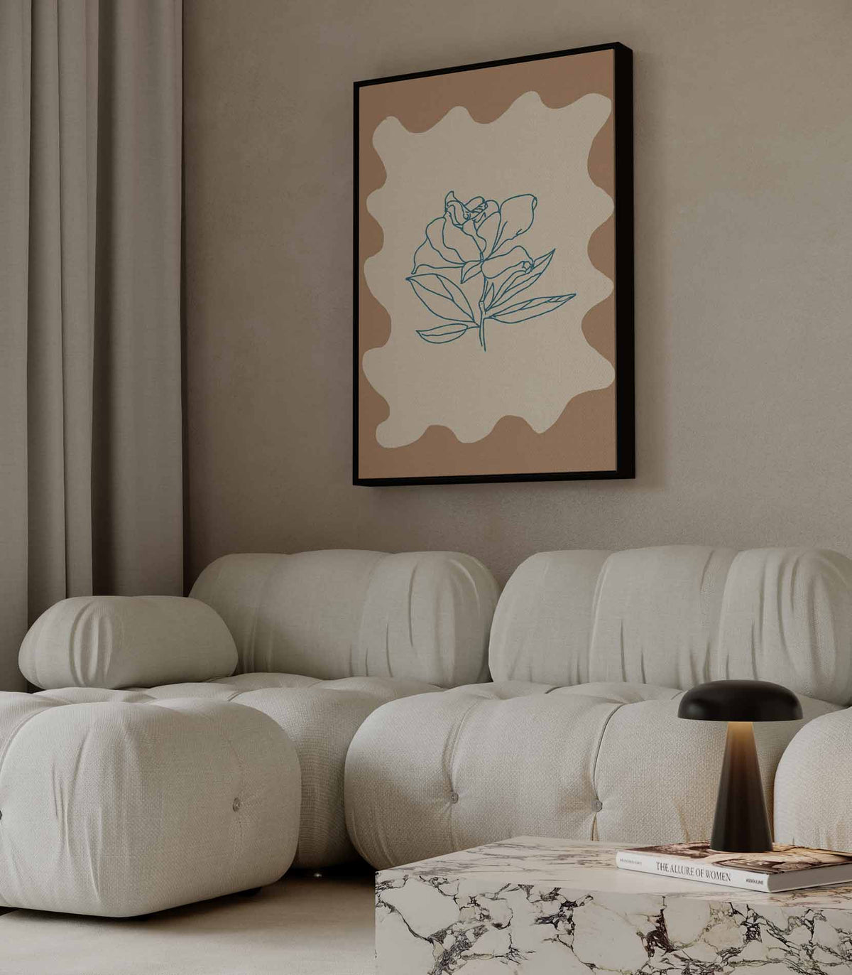 Eenvoudige Bloemenschets – canvas wanddecoratie in portret formaat