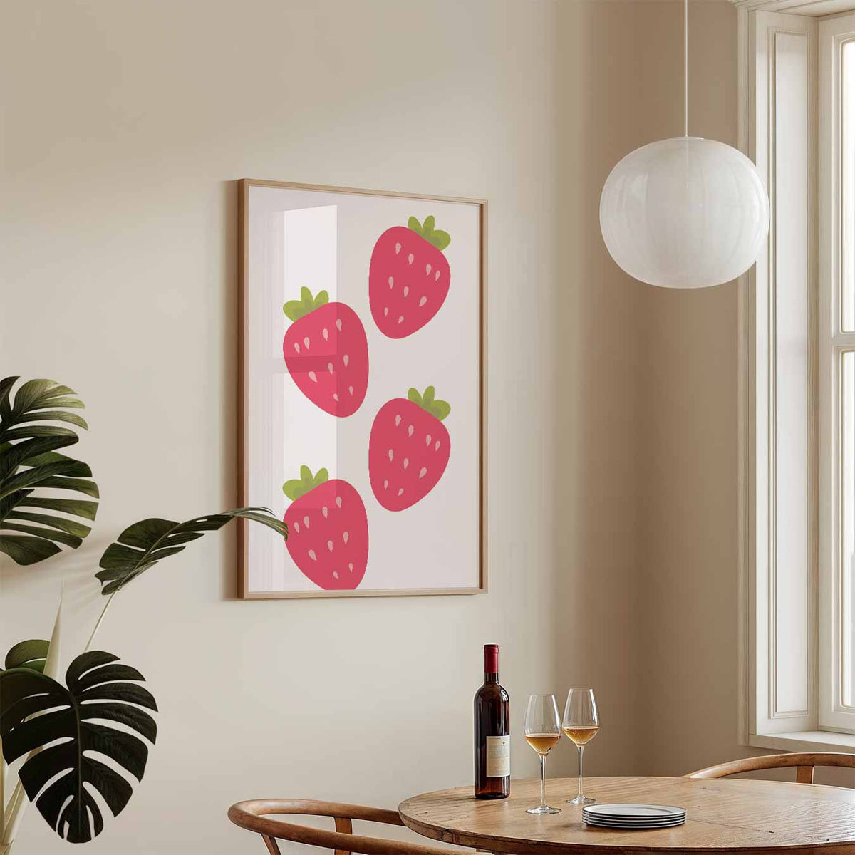 Vrolijke Aardbeienspeelsheid – staande keuken wanddecoratie van WallArtistic