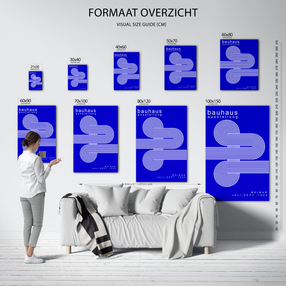 Lijnen en cirkelpatronen – geometrische poster in Bauhaus-stijl van WallArtistic