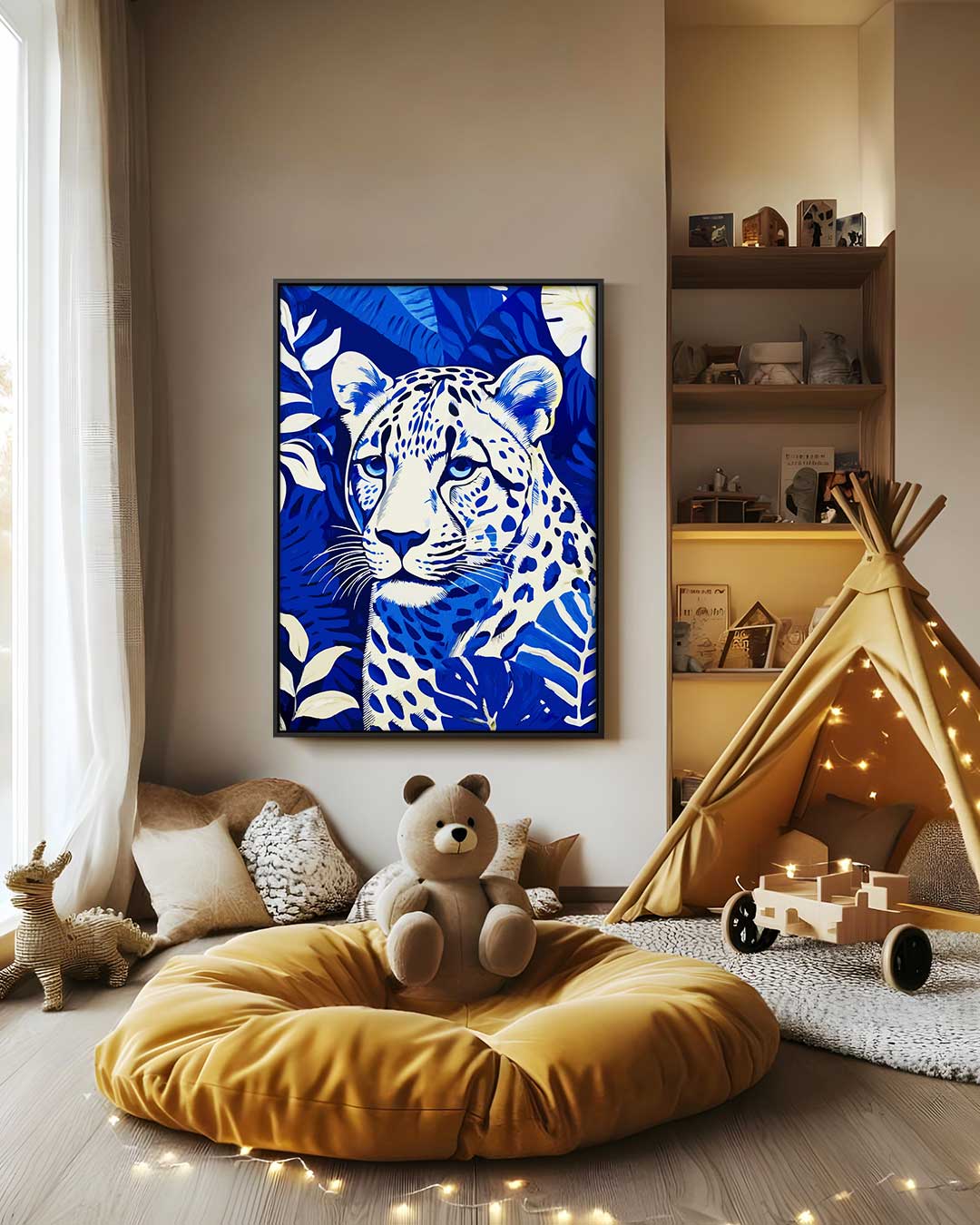 Opera d'arte Leopardo della giungla blu