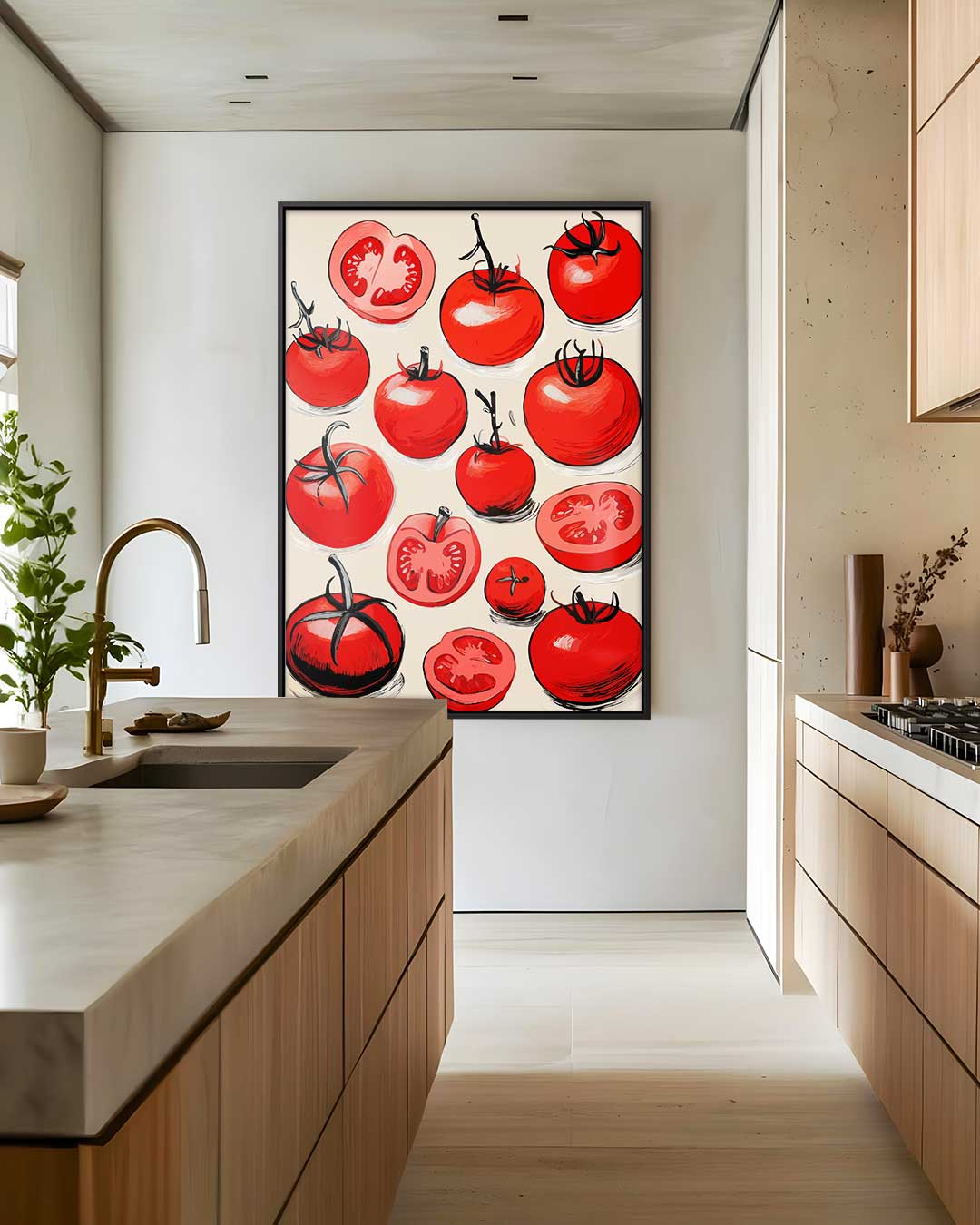 Speelse Tomaten Illustratie – staand kunstwerk voor modern interieur