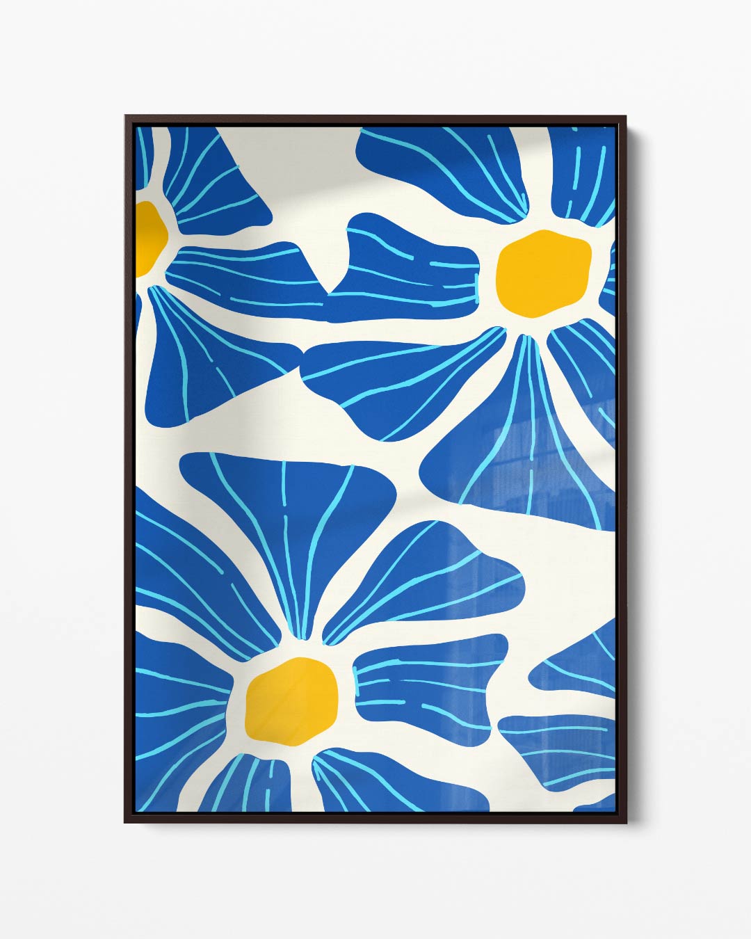 Bloeiend Blauw Bloemenpatroon – portret kunstwerk als wanddecoratie