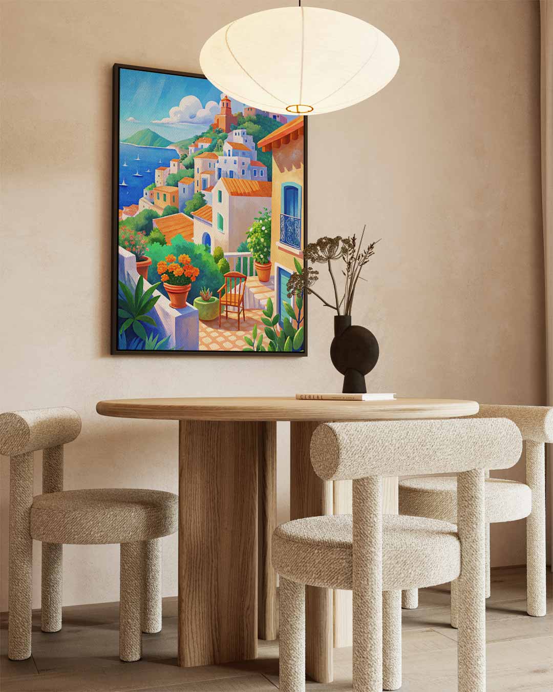 Zonnige Mediterrane Terras – staand kunstwerk voor modern interieur