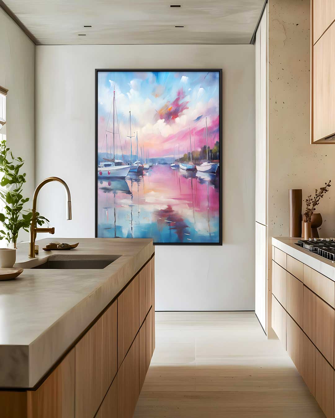 Zonsondergang Aan Het Water – canvas wanddecoratie in portret formaat