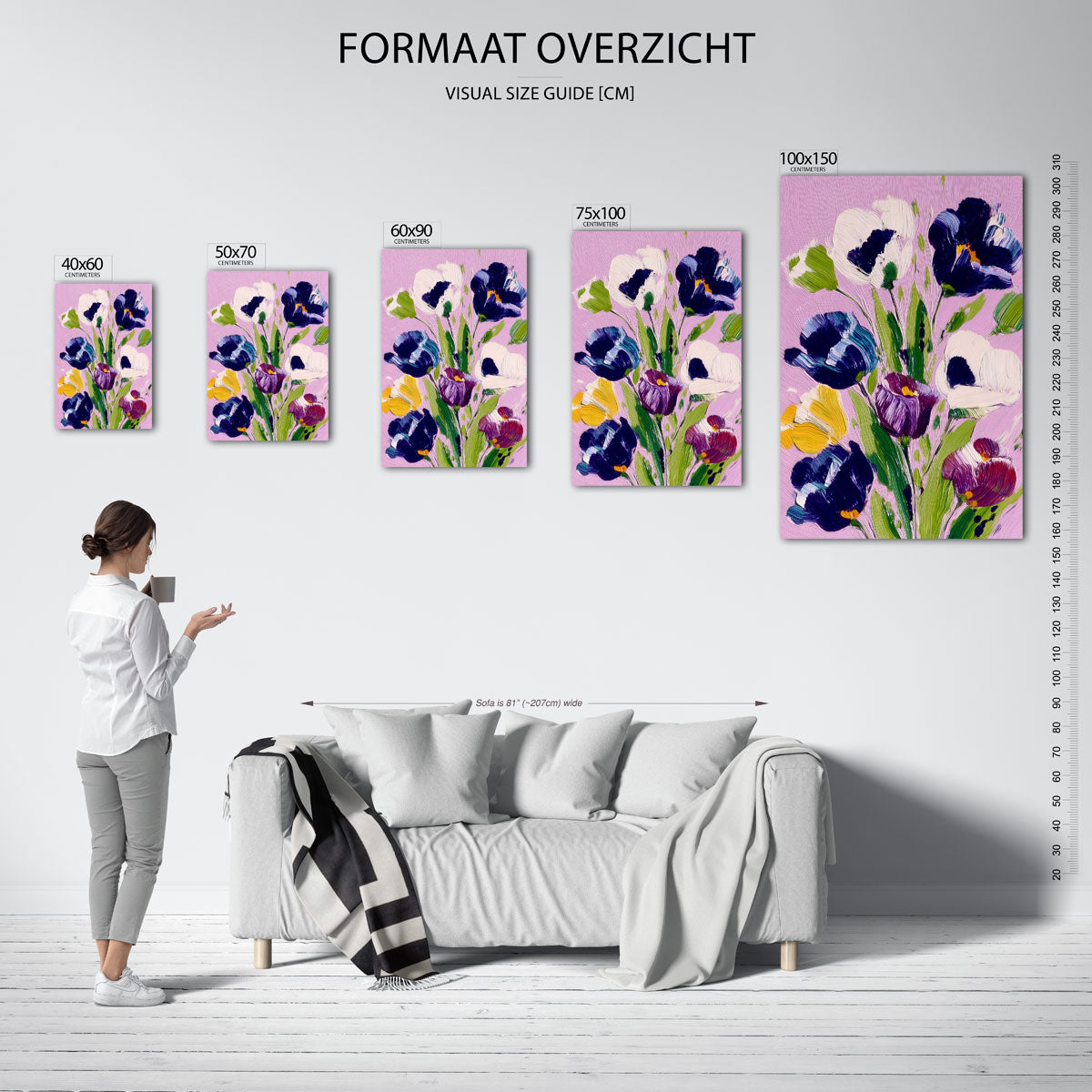 Bloemrijke kleurenexplosie – Diverse – moderne staande wandkunst
