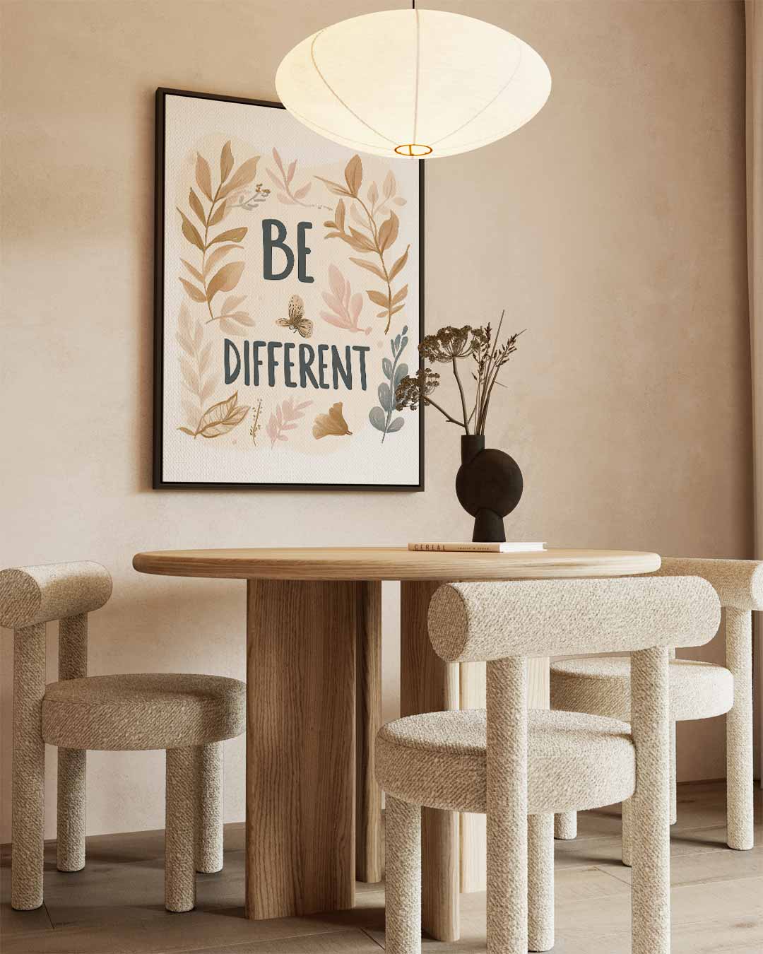 Be Different Bladeren Kunstwerk – kunstwerk met zwarte baklijst