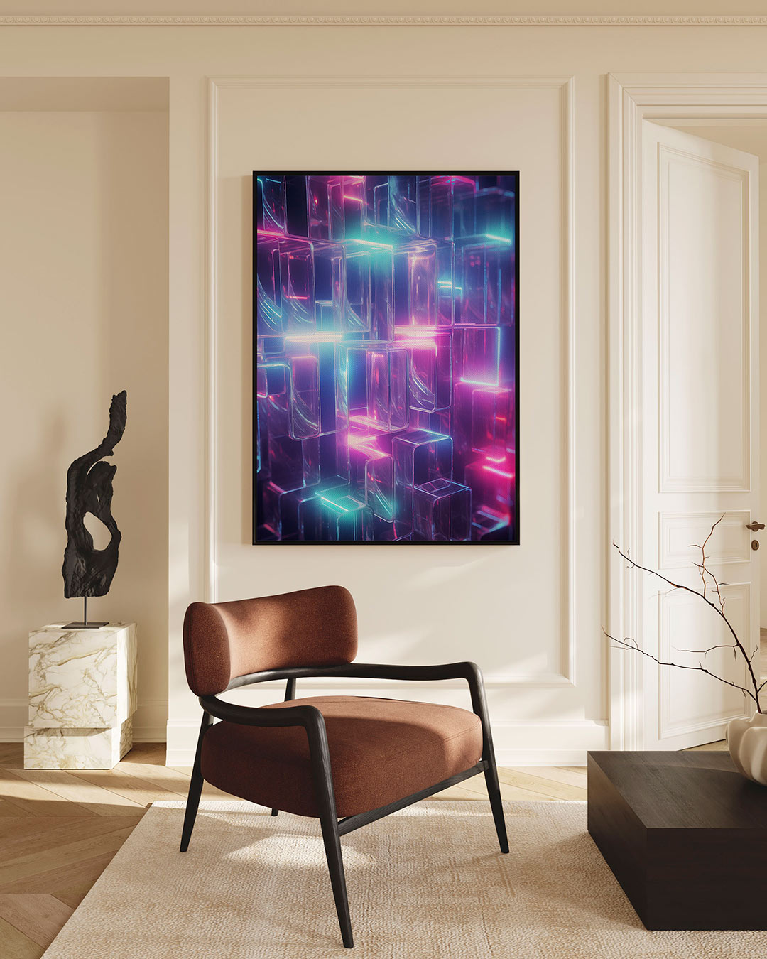 Glasachtige lichtstructuren – Dynamisch – staande wanddecoratie