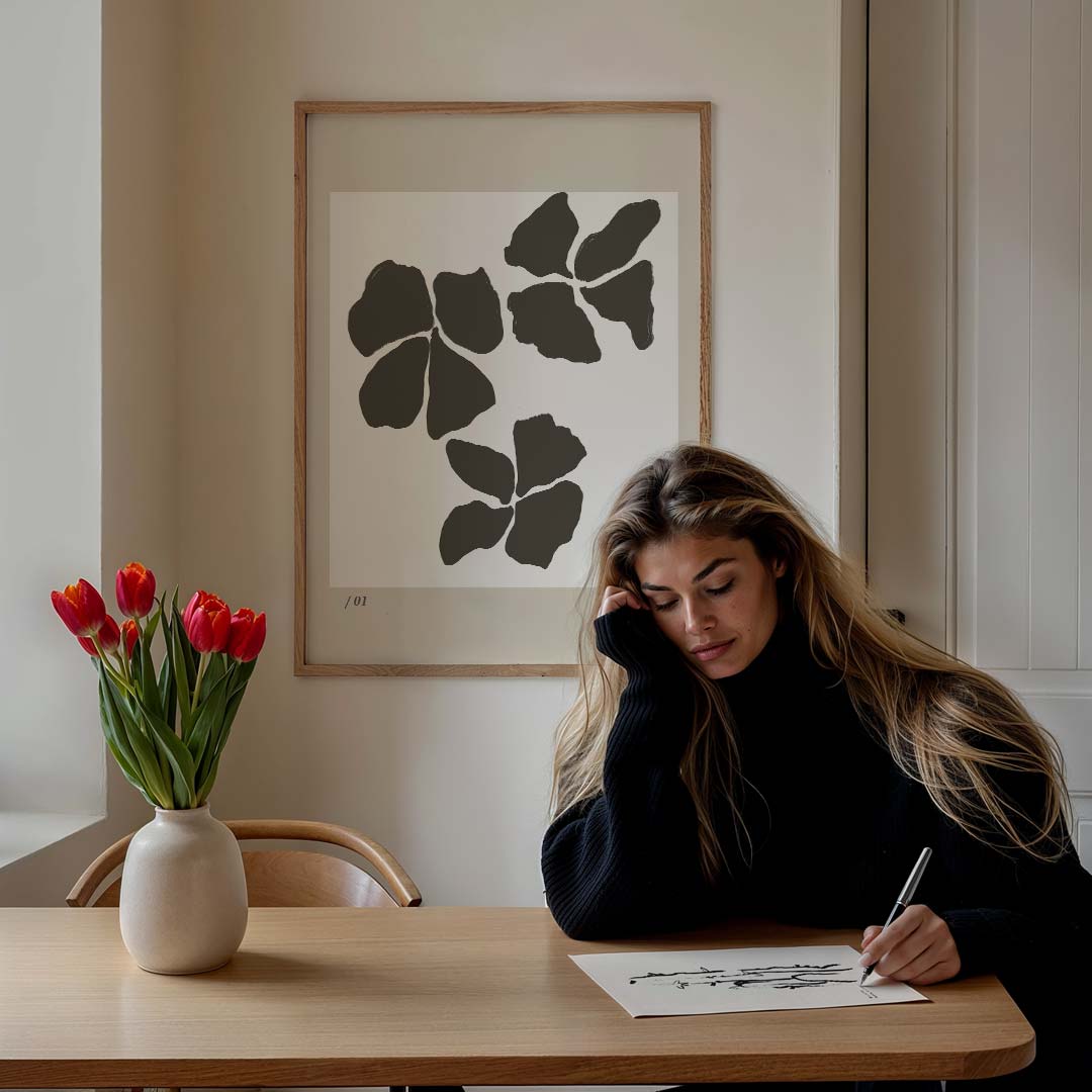 Natuurlijke Bloemen Abstract – staande muurposter met kleurrijke abstracte vormen