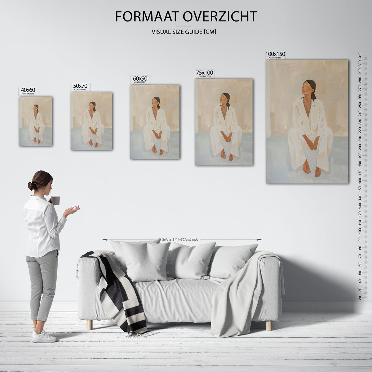 Rustige zittende vrouw – staand wanddecoratie kunstwerk