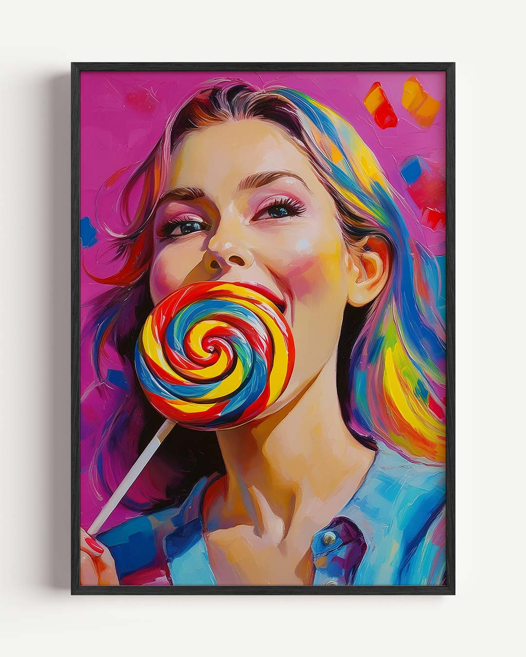 Kleurrijke Lolly Droom – Popart en Streetart portret poster als wanddecoratie