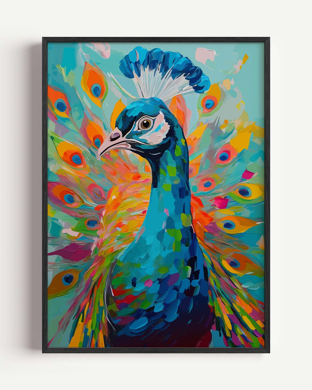 Kleurrijke Pauwenpracht – dieren portret poster als wanddecoratie