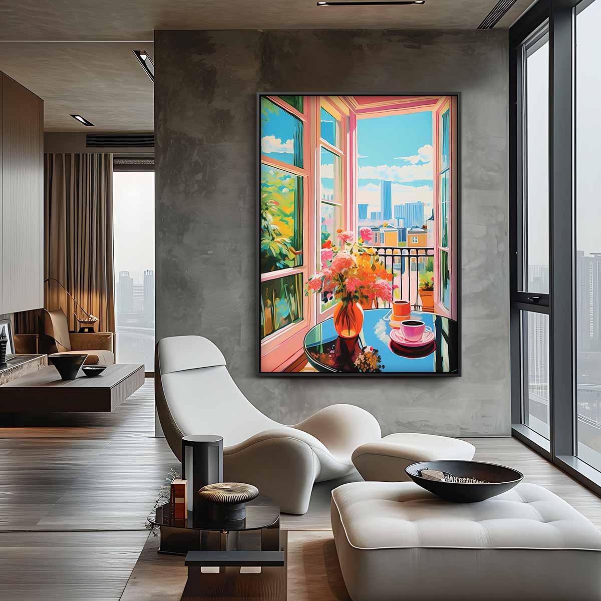 Stadsoase Uitkijk – canvas wanddecoratie in portret formaat