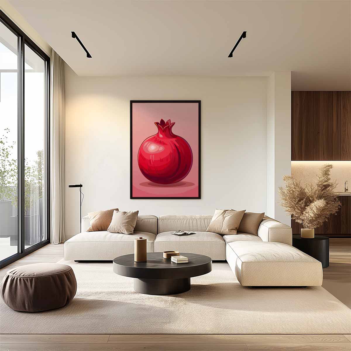 Stijlvolle Granaatappel Illustratie – dibond wanddecoratie in staand formaat