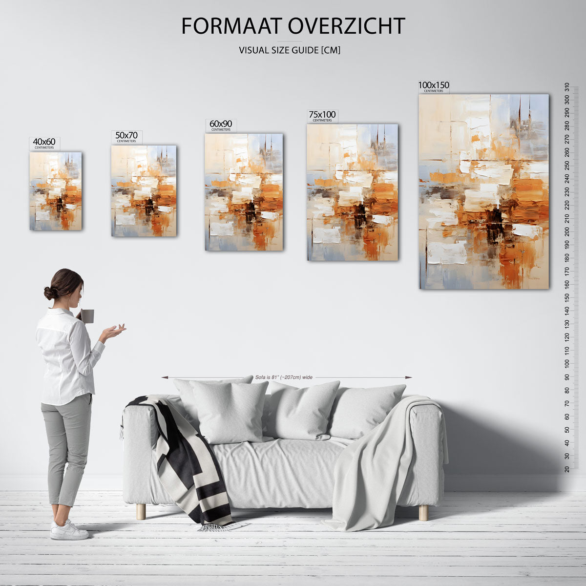 Kleurencompositie – staand wanddecoratie kunstwerk