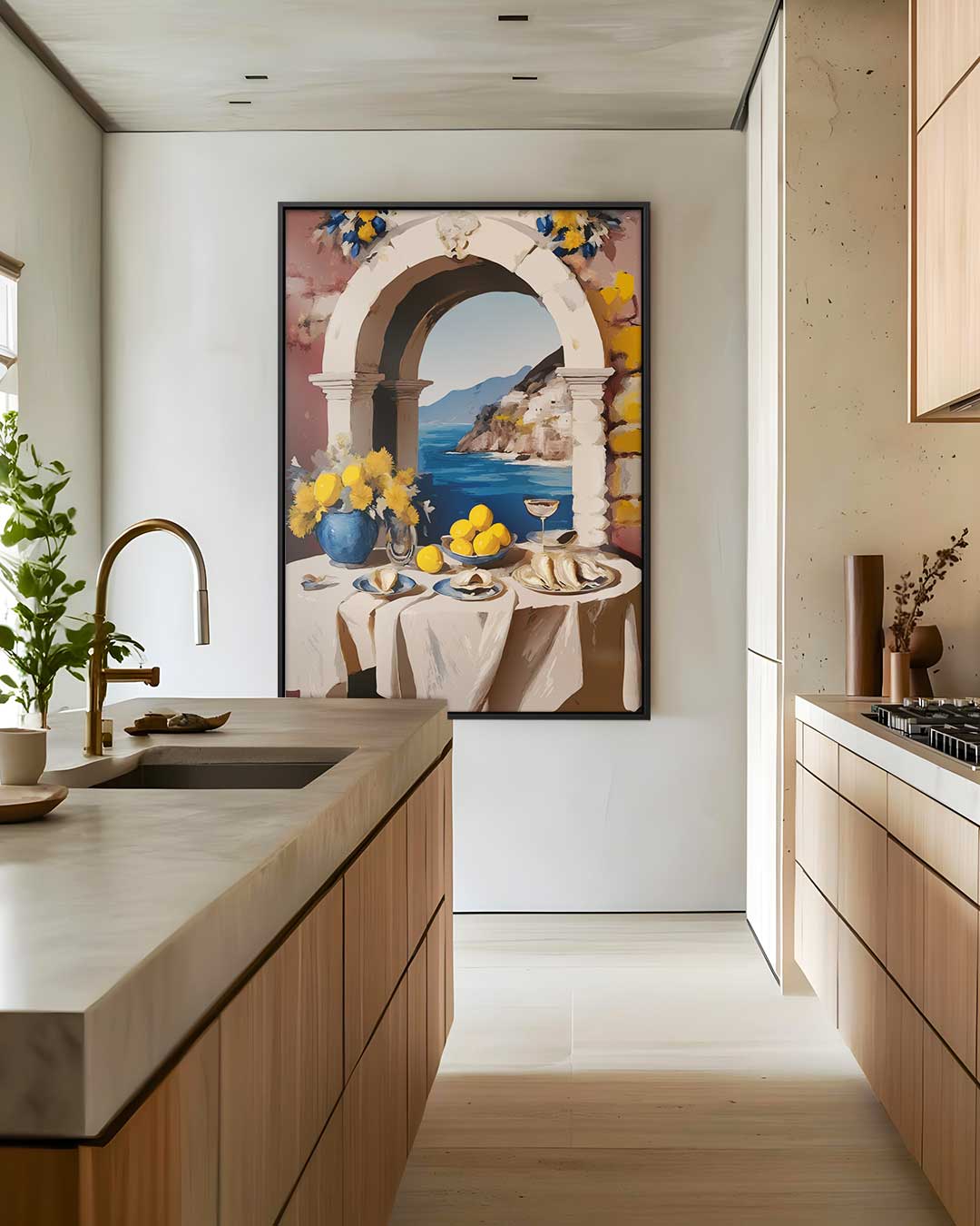 Mediterrane Eettafelsfeer – staand kunstwerk voor modern interieur