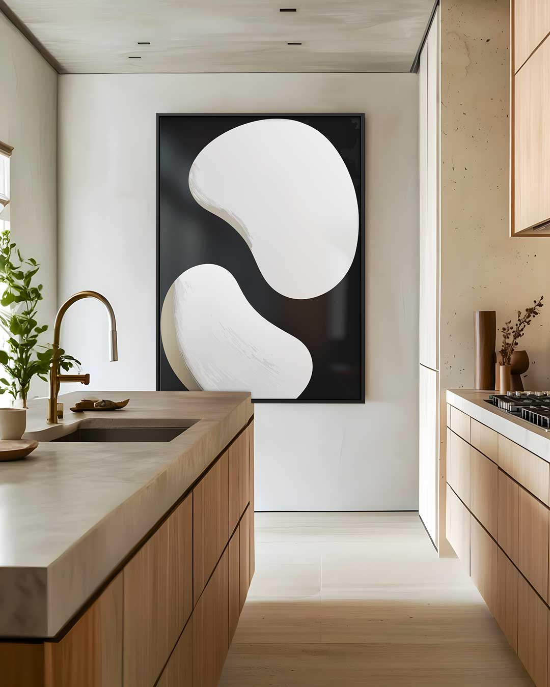 Yin en Yang Abstractie – dibond wanddecoratie in staand formaat