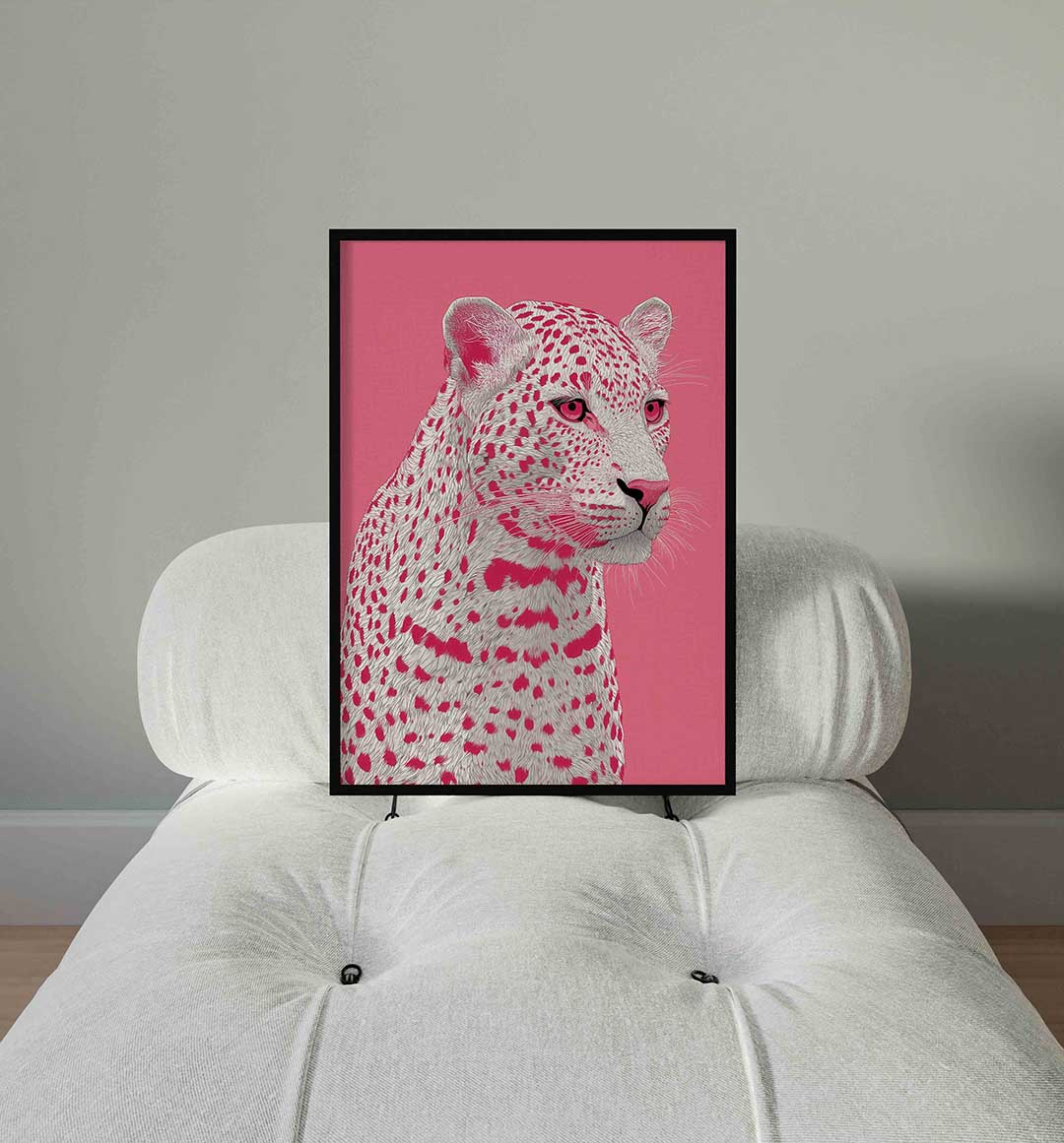 Roze luipaard – staande Pop Art wanddecoratie van WallArtistic