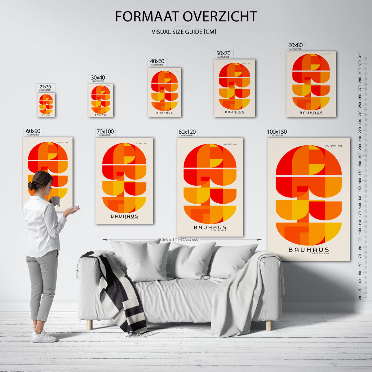 Vormritme en kleur – geometrische poster in Bauhaus-stijl van WallArtistic