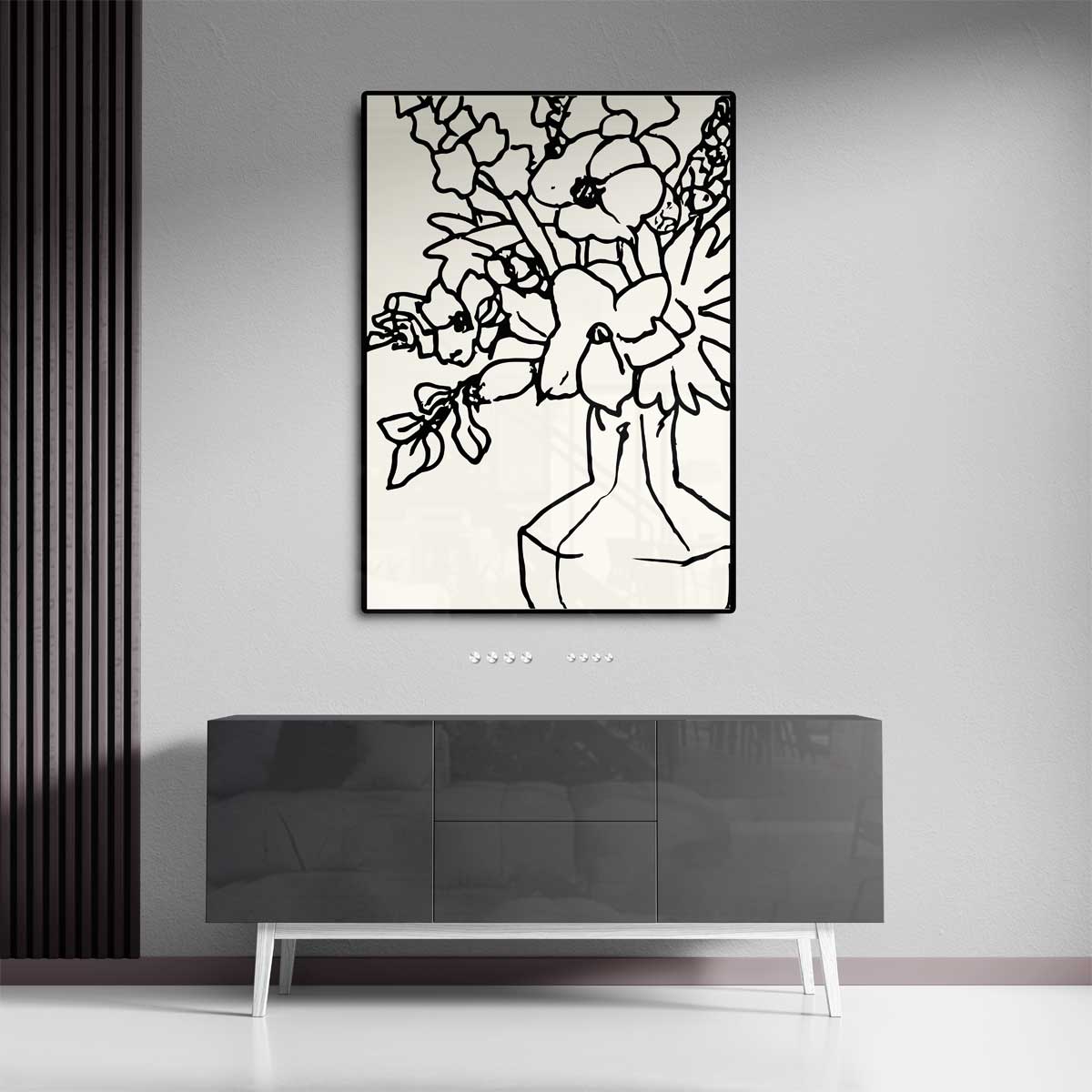 Bloemen in Lijn – canvas kunstwerk als wanddecoratie