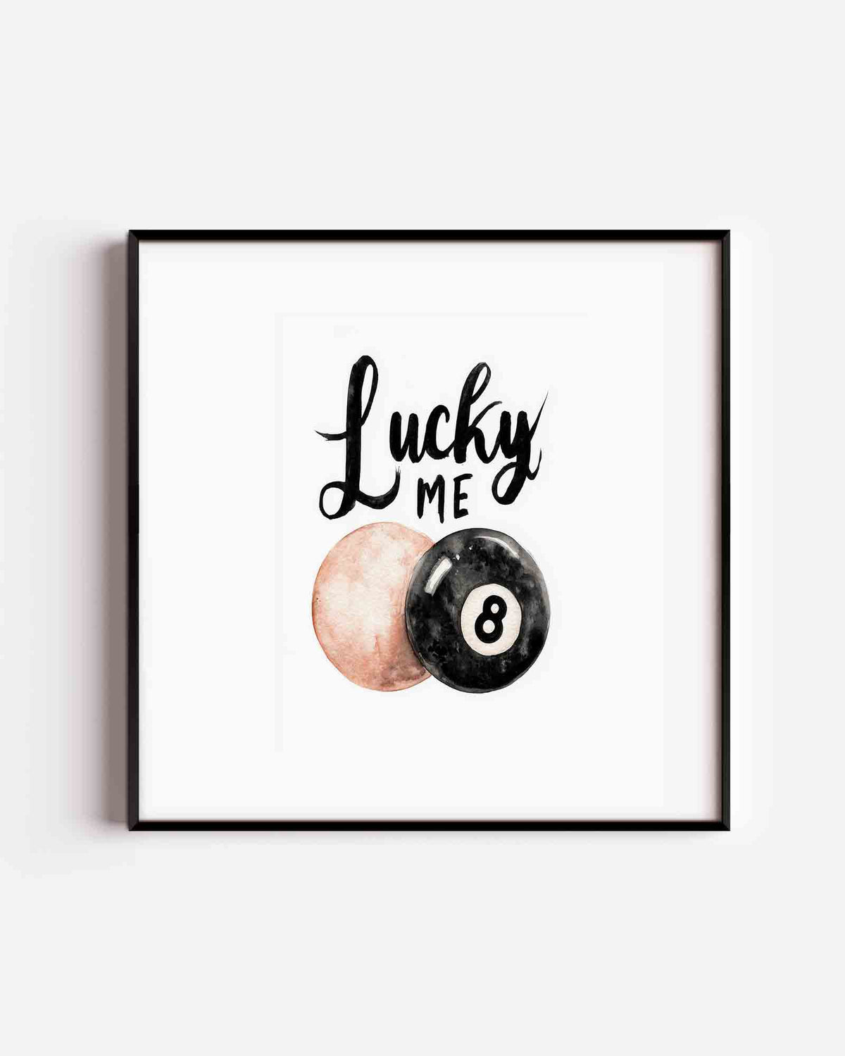 Lucky me biljartbal – Pop Art vierkante poster als wanddecoratie