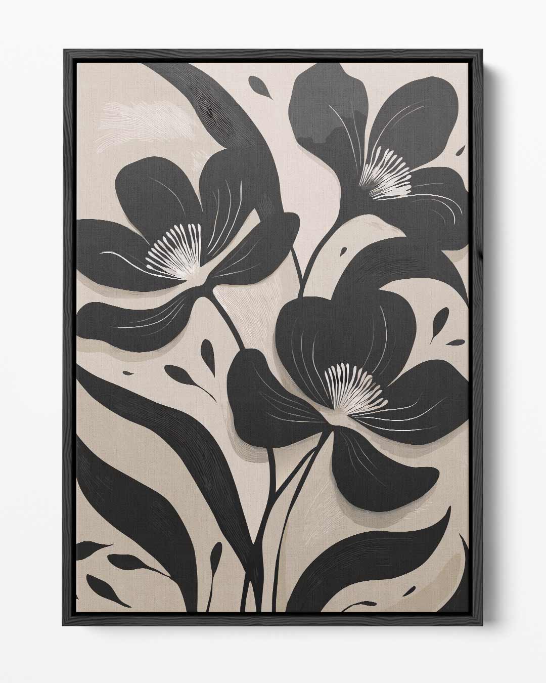 Zwart-Witte Bloemenpracht – portret kunstwerk als wanddecoratie