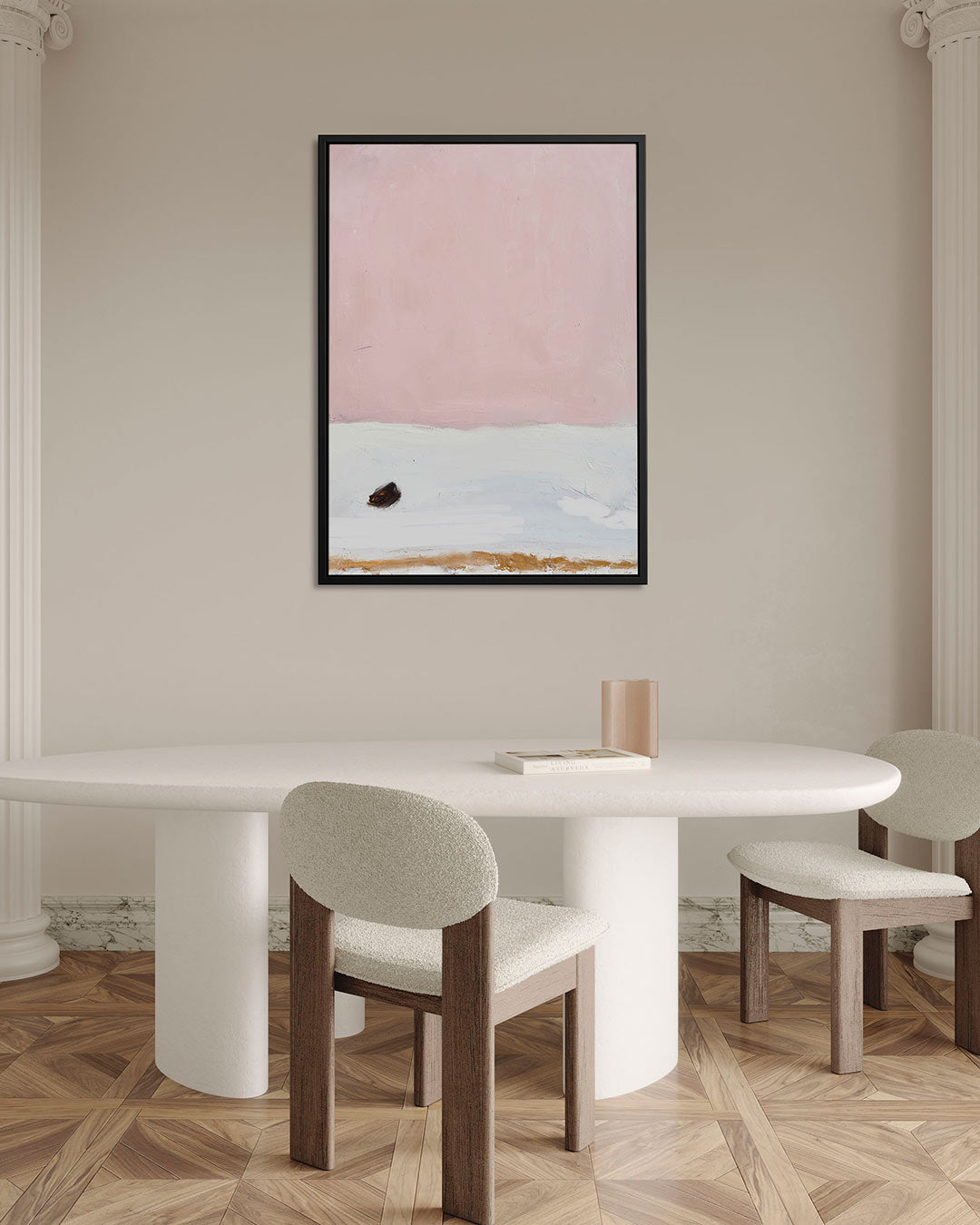 Zachte roze landschap – staand wanddecoratie kunstwerk