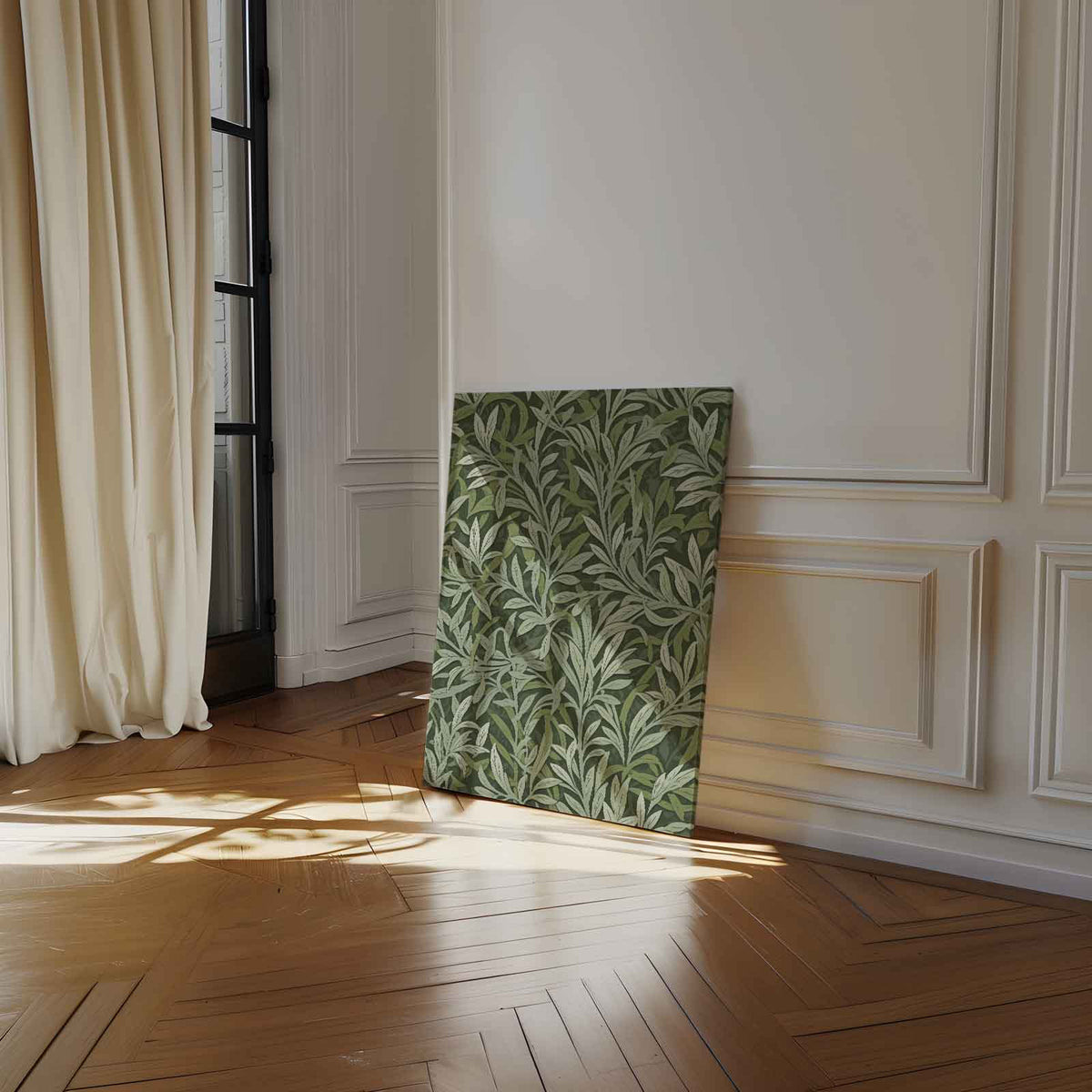 Groene Bladpatroon Wanddecoratie – staand kunstwerk voor modern interieur