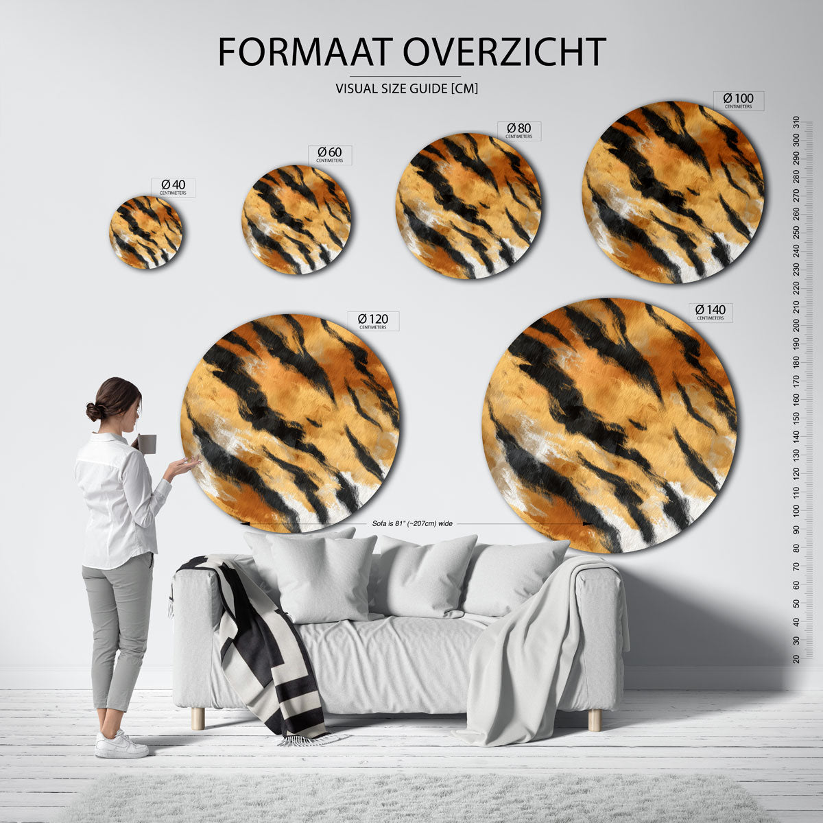 Gestreepte textuur – safari wandkunst als moderne muurcirkel