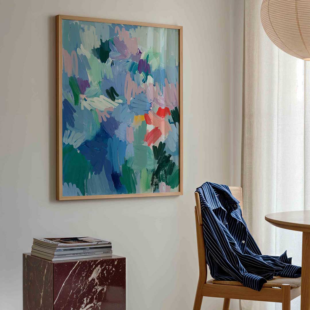 Abstracte penseelstreken – bloemen poster in staand formaat