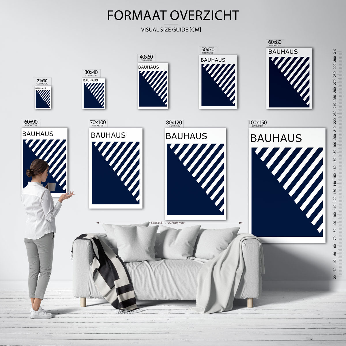 Diagonal lijnen – geometrische poster in Bauhaus-stijl van WallArtistic