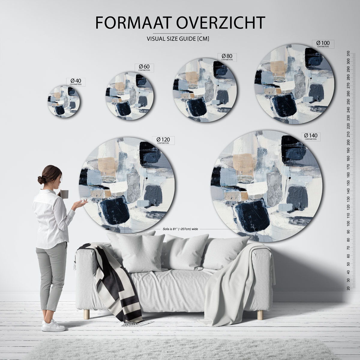 Abstracte vormen – moderne ronde muurdecoratie met abstracte vormen