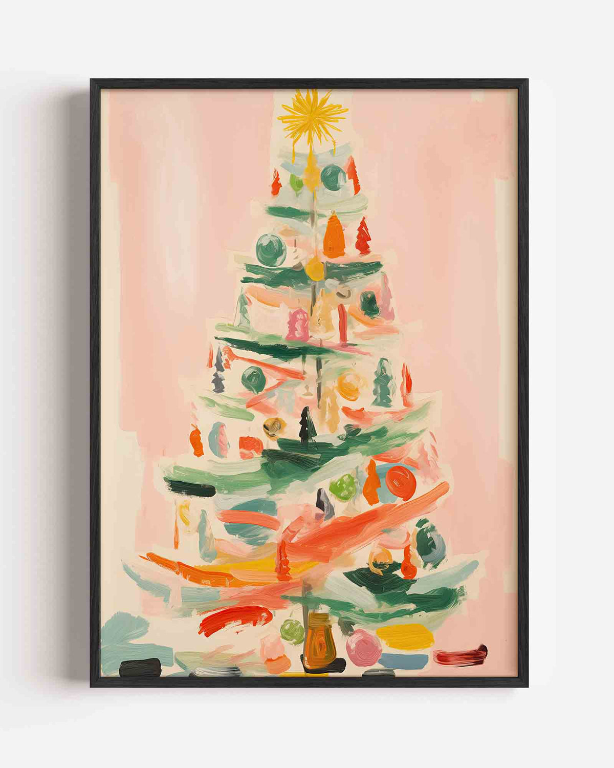 Kerstboom met decoraties – kerst portret poster als wanddecoratie