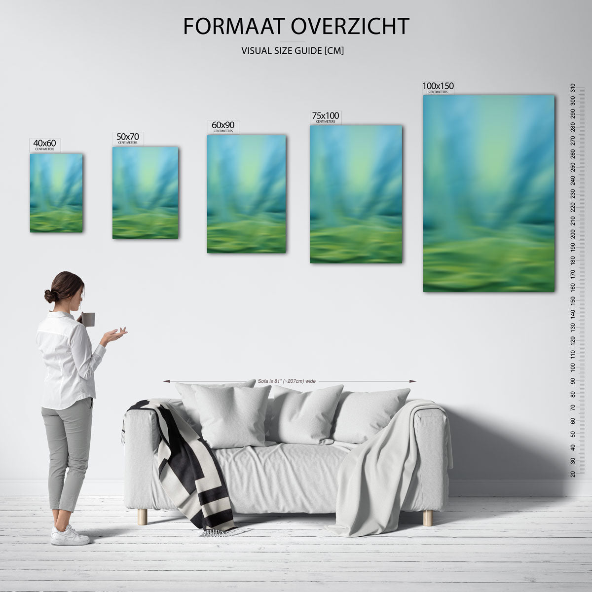 Vloeiende kleuren – moderne staande wandkunst
