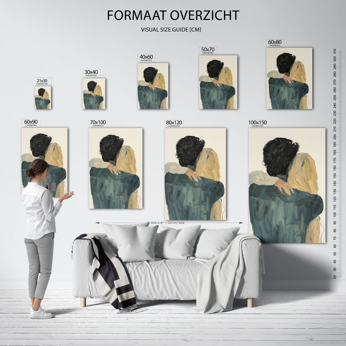 Omhelzing – staande muurposter met hedendaagse illustratie