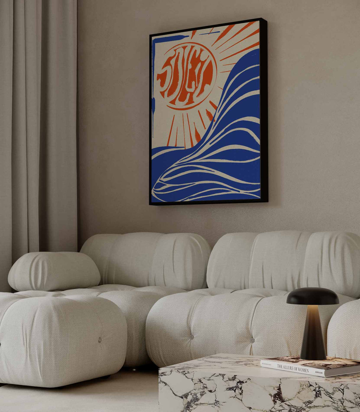Zon en Golven Abstract – canvas wanddecoratie in portret formaat