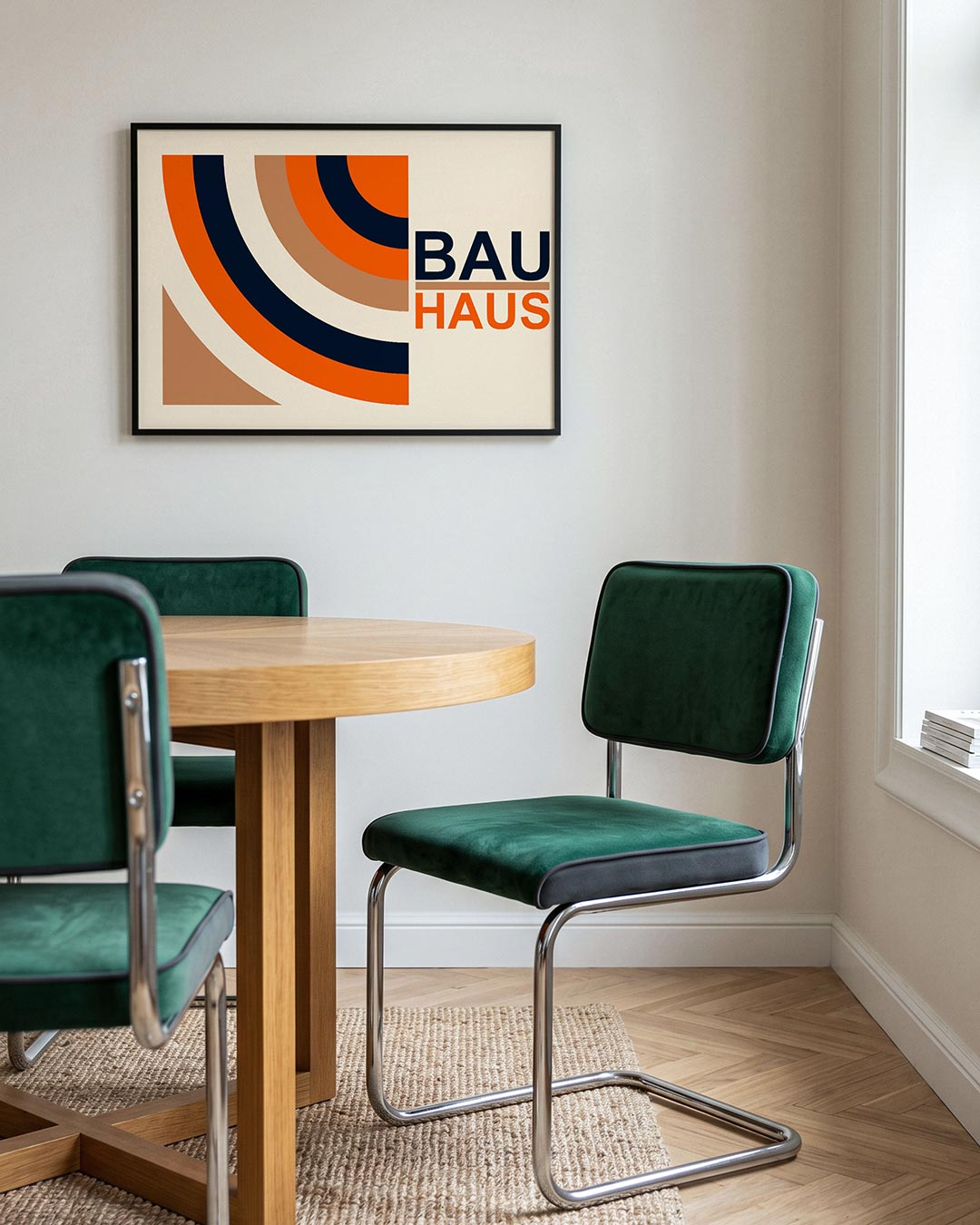 Kleurvlakken en lijnen – liggende Bauhaus poster voor aan de muur