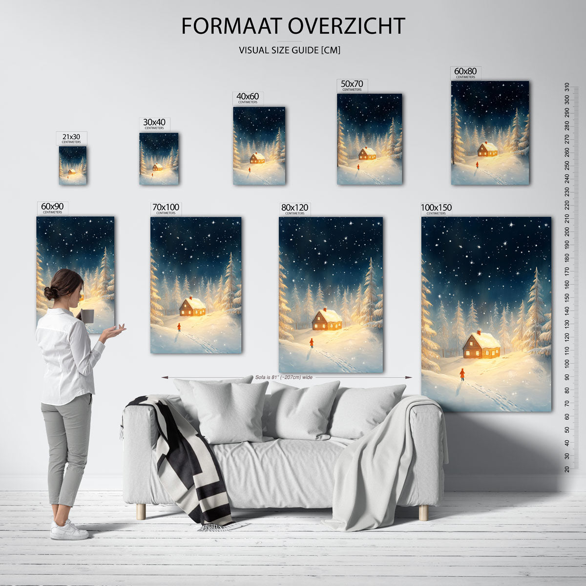 Winterlandschap met huis – staande muurposter voor de kinderkamer