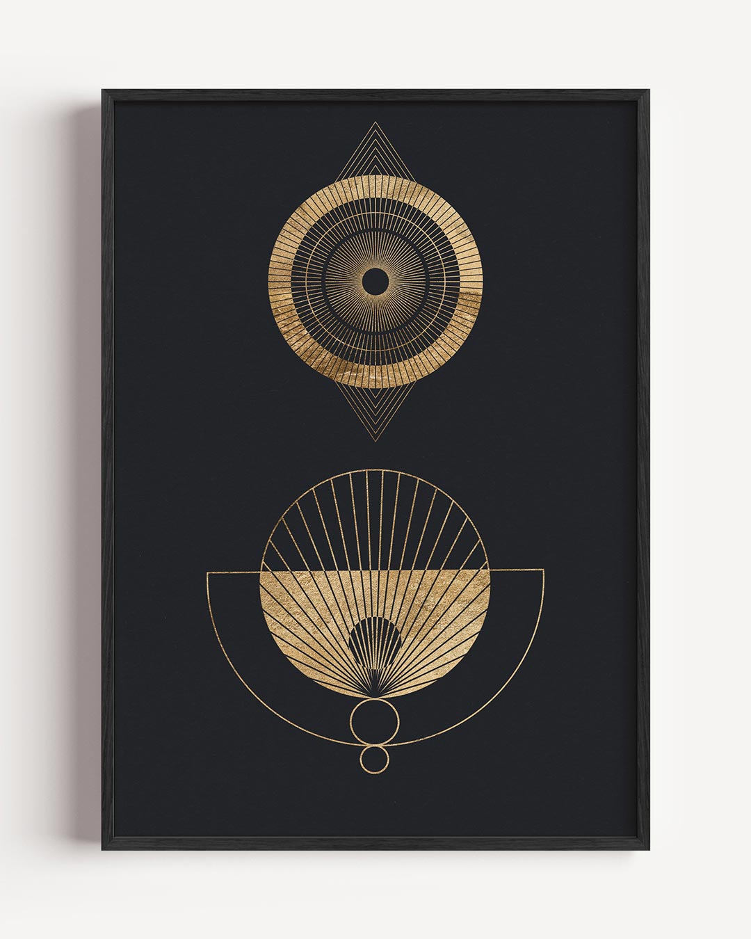 Geometrisch Goud op Zwart – textuur portret poster als wanddecoratie