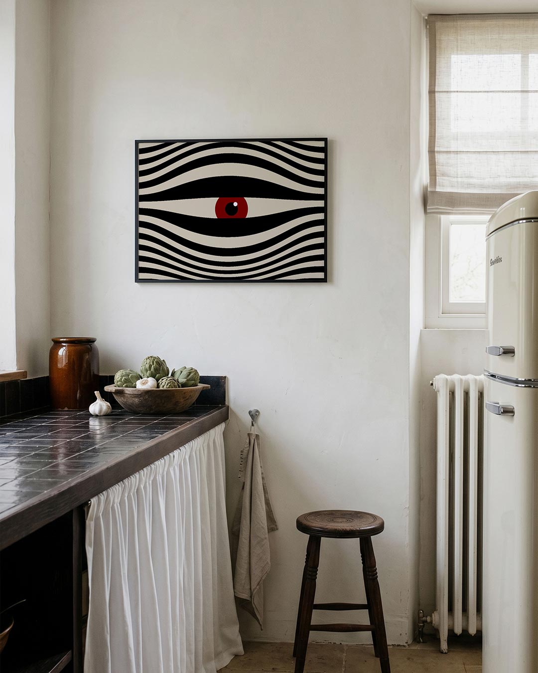 Golvend lijnenspel – geometrische poster in Bauhaus-stijl van WallArtistic