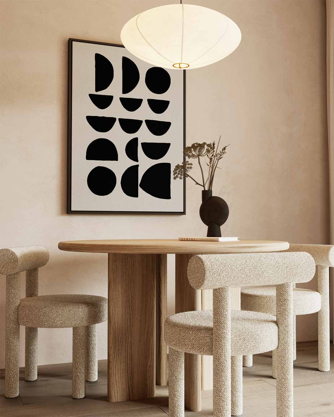 Abstracte Geometrische Compositie – kunstwerk met zwarte baklijst