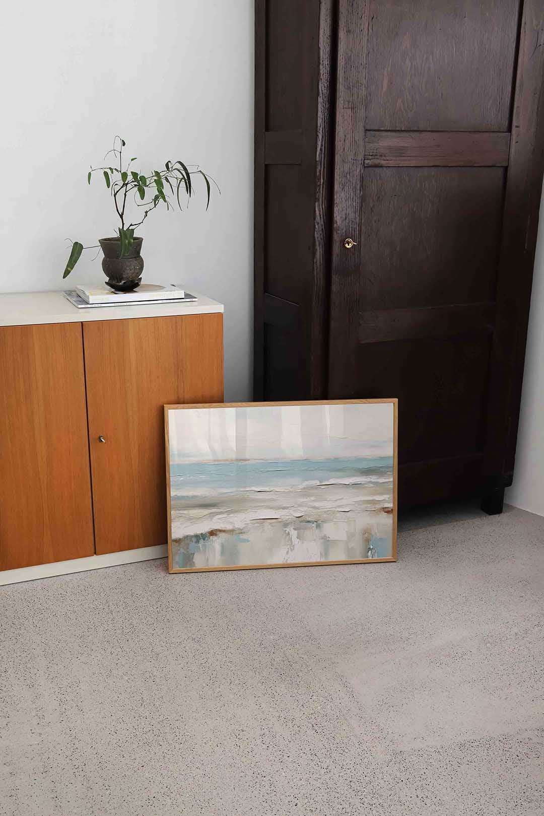 Strand en zee – hedendaagse illustratie als liggende poster