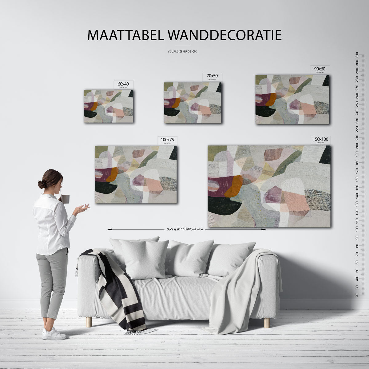Organische vormen compositie – Balans – moderne liggende wandkunst
