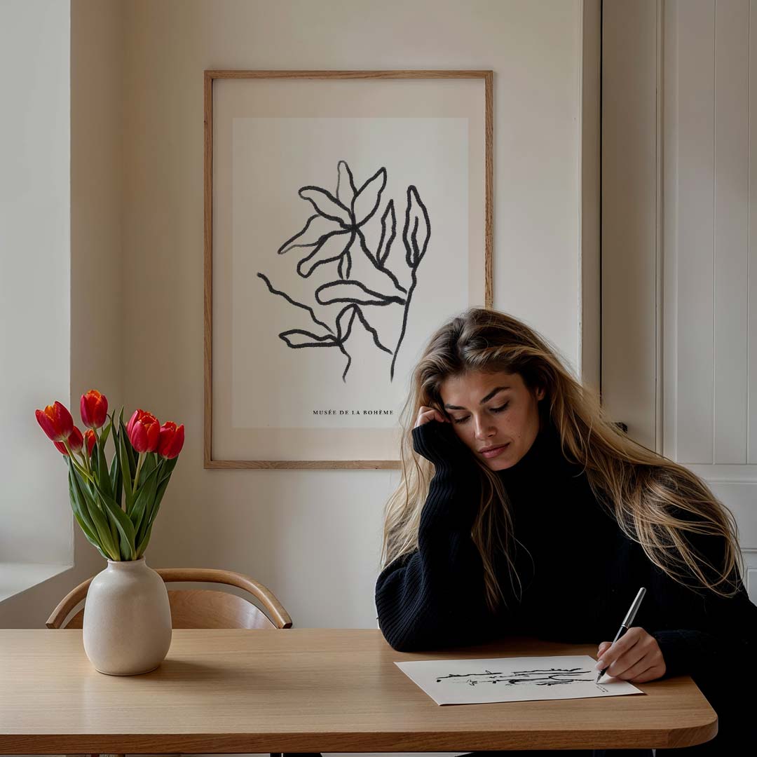 Botanische Abstracte Kunstposter – staande muurposter met boheme uitstraling