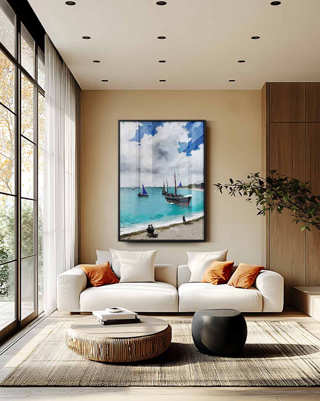 Zomerzeilen aan de Kust – plexiglas wanddecoratie in portret formaat