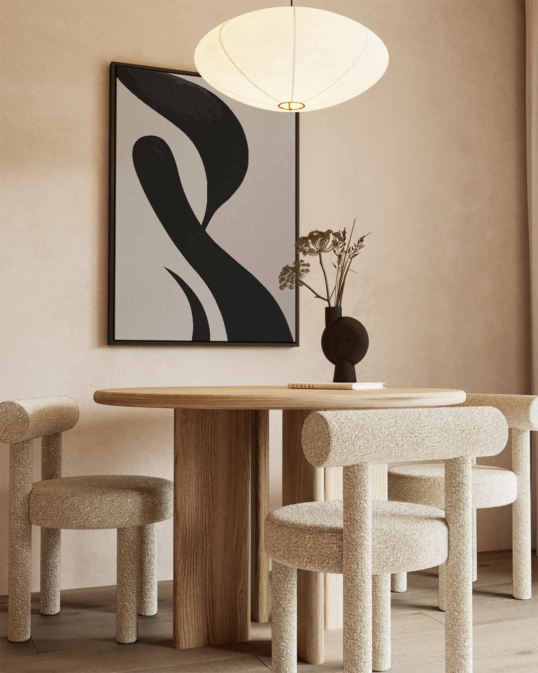 Dans van Schaduw – kunstwerk met zwarte baklijst