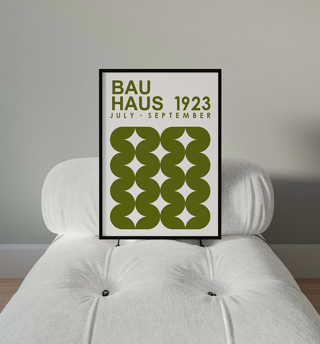 Vormritme en kleur – moderne Bauhaus wandkunst als poster