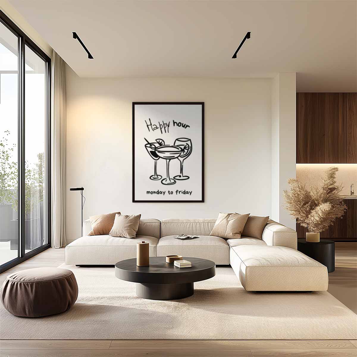 Happy Hour Illustratie – staand kunstwerk voor modern interieur