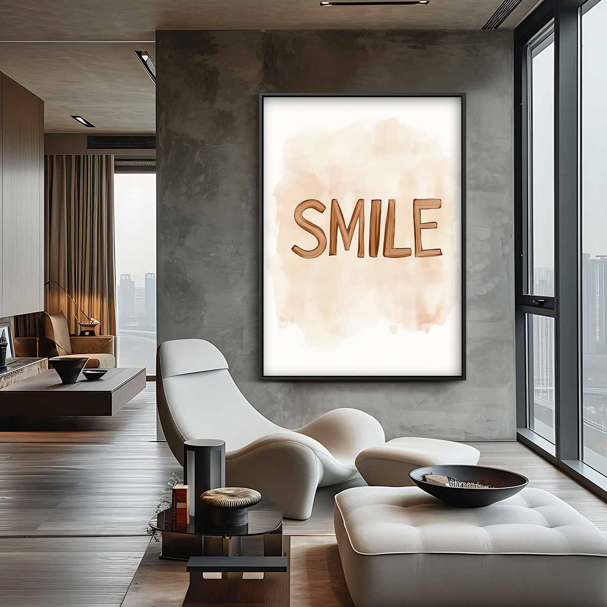 Lachende Belettering – canvas wanddecoratie in portret formaat
