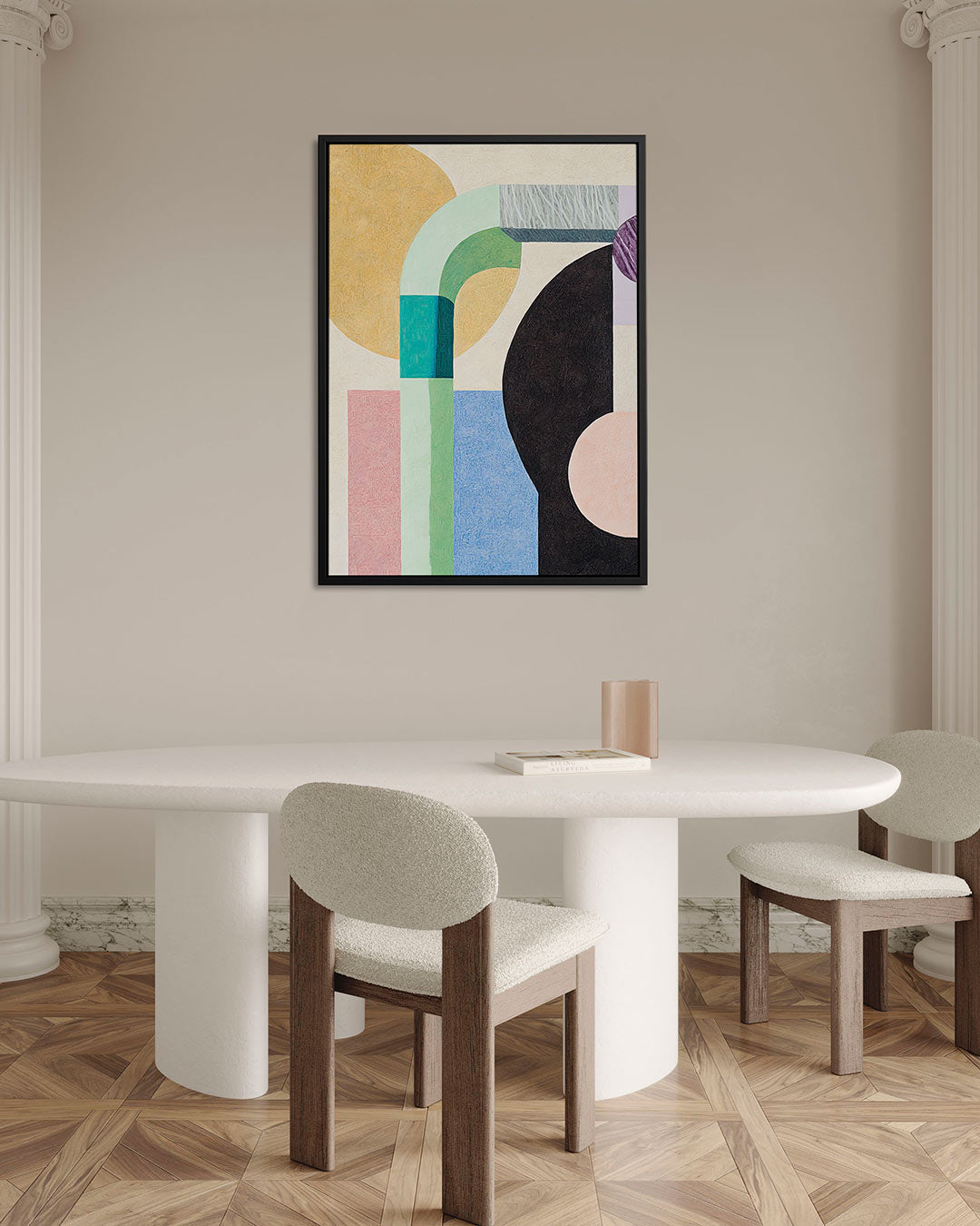 Geometrische vormen compositie – staand wanddecoratie kunstwerk