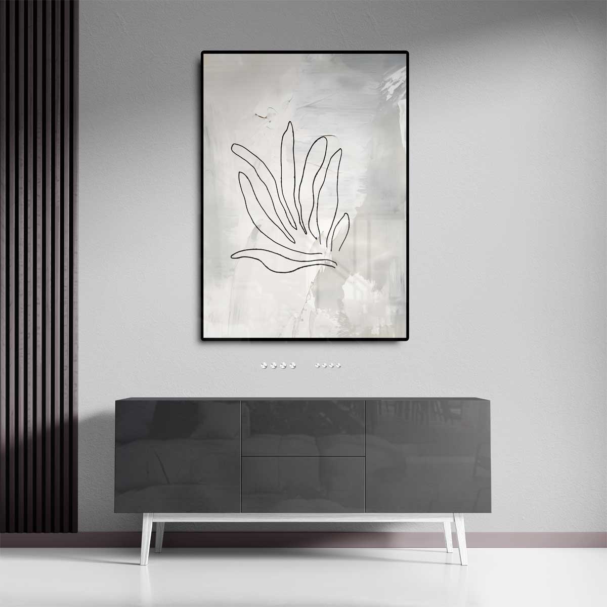 Organische Zwart-Wit Compositie – staand kunstwerk voor modern interieur